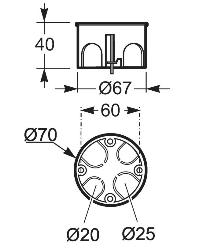 Caja mecanismo simple para pared hueca